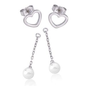 Majorica sterling silver Pearl Heart Drop Earrings